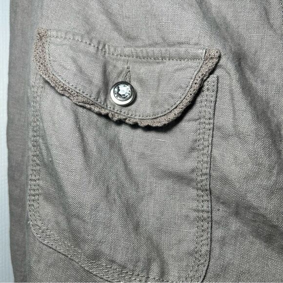 INC International Concepts 100% Linen Relaxed Fit Wide Leg Taupe Pants Womens 14 - Picture 10 of 12